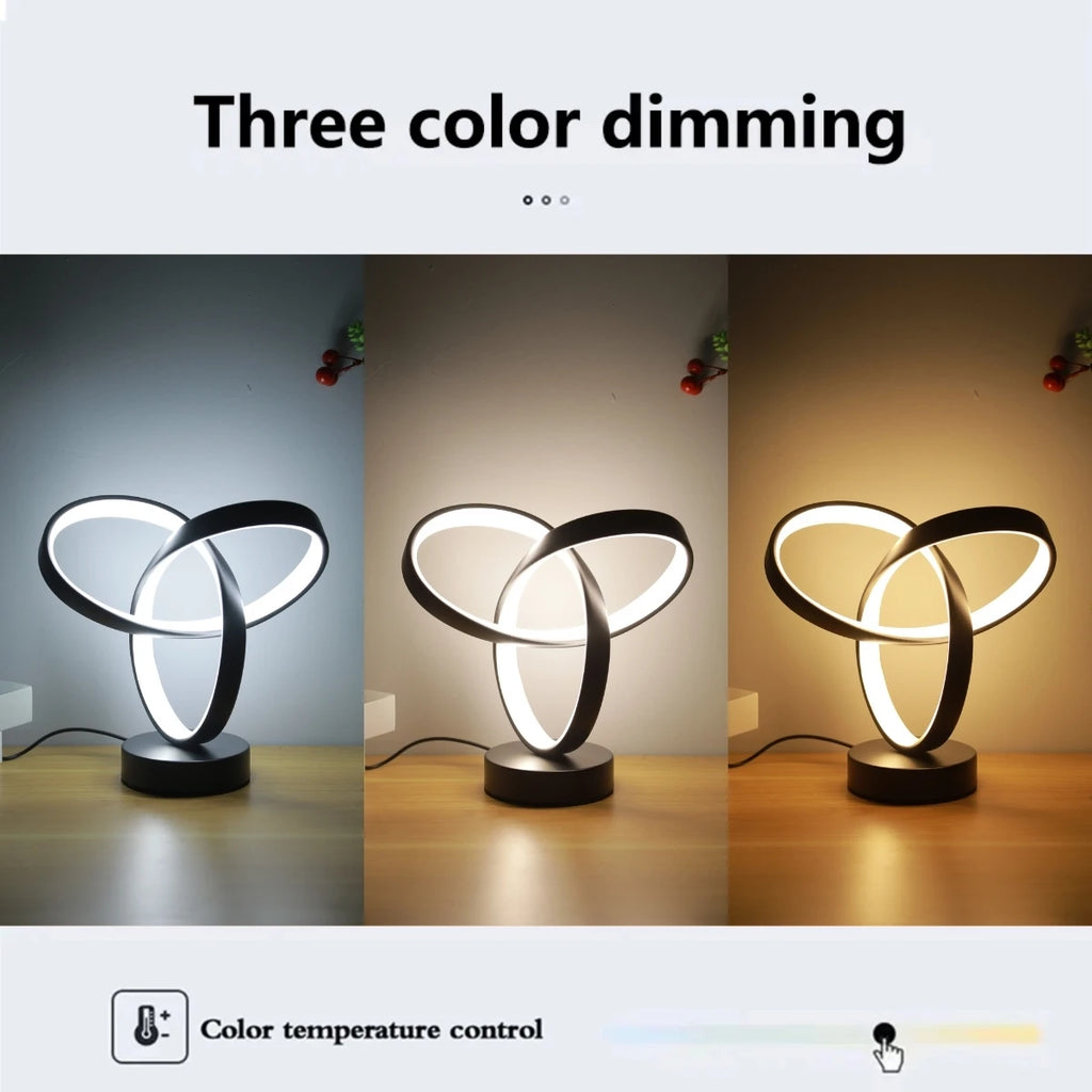 Lampe de bureau USB, détail des 3 couleurs de lumière