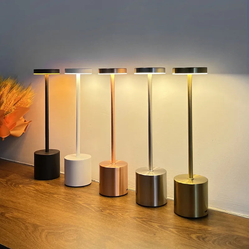 Lampe de Table LED Rechargeable Sans Fil — Style Rétro Métal