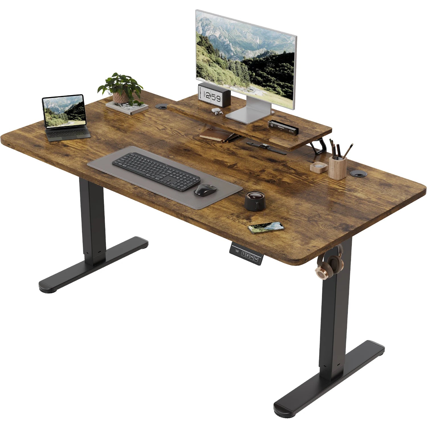 Bureau Électrique Réglable en Hauteur Devoko 160x70cm — Assis-Debout Ergonomique