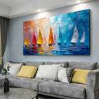 Tableau Voilier Mer Abstrait — Art Mural Marin Salon
