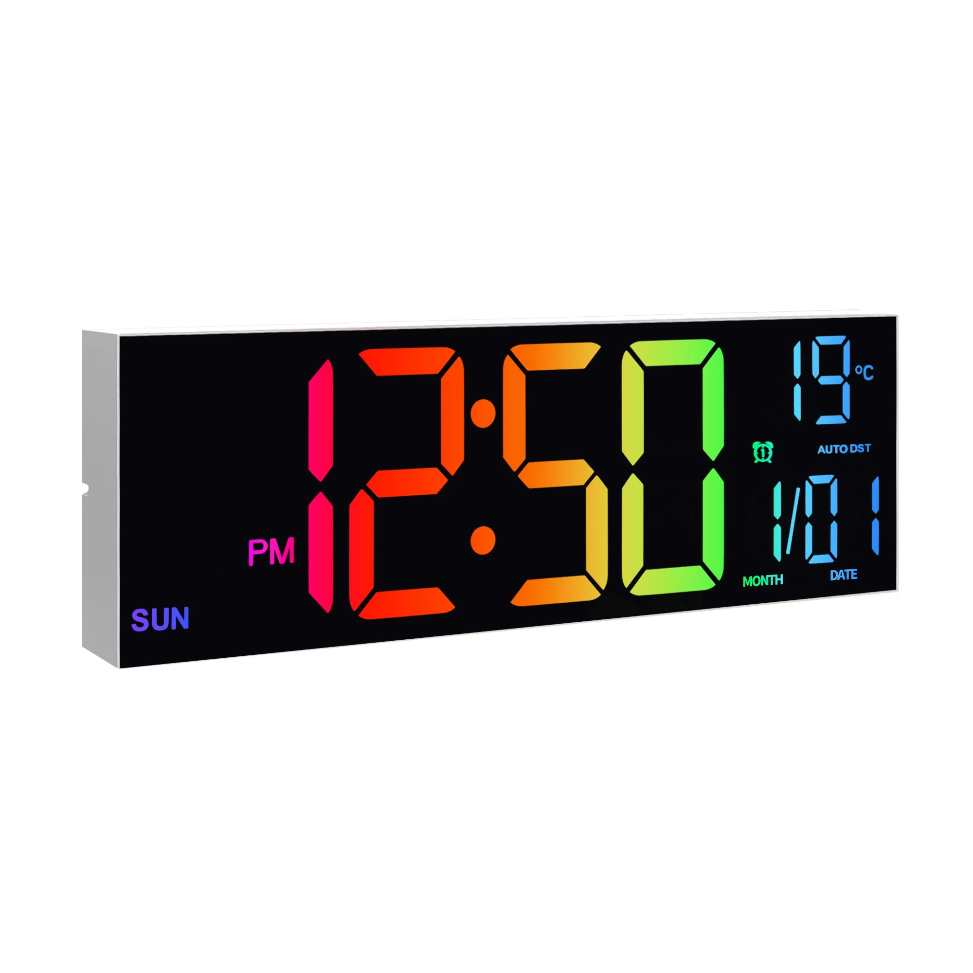 Horloge Murale Numérique LED 40cm — Affichage RGB 9 Couleurs Télécommande