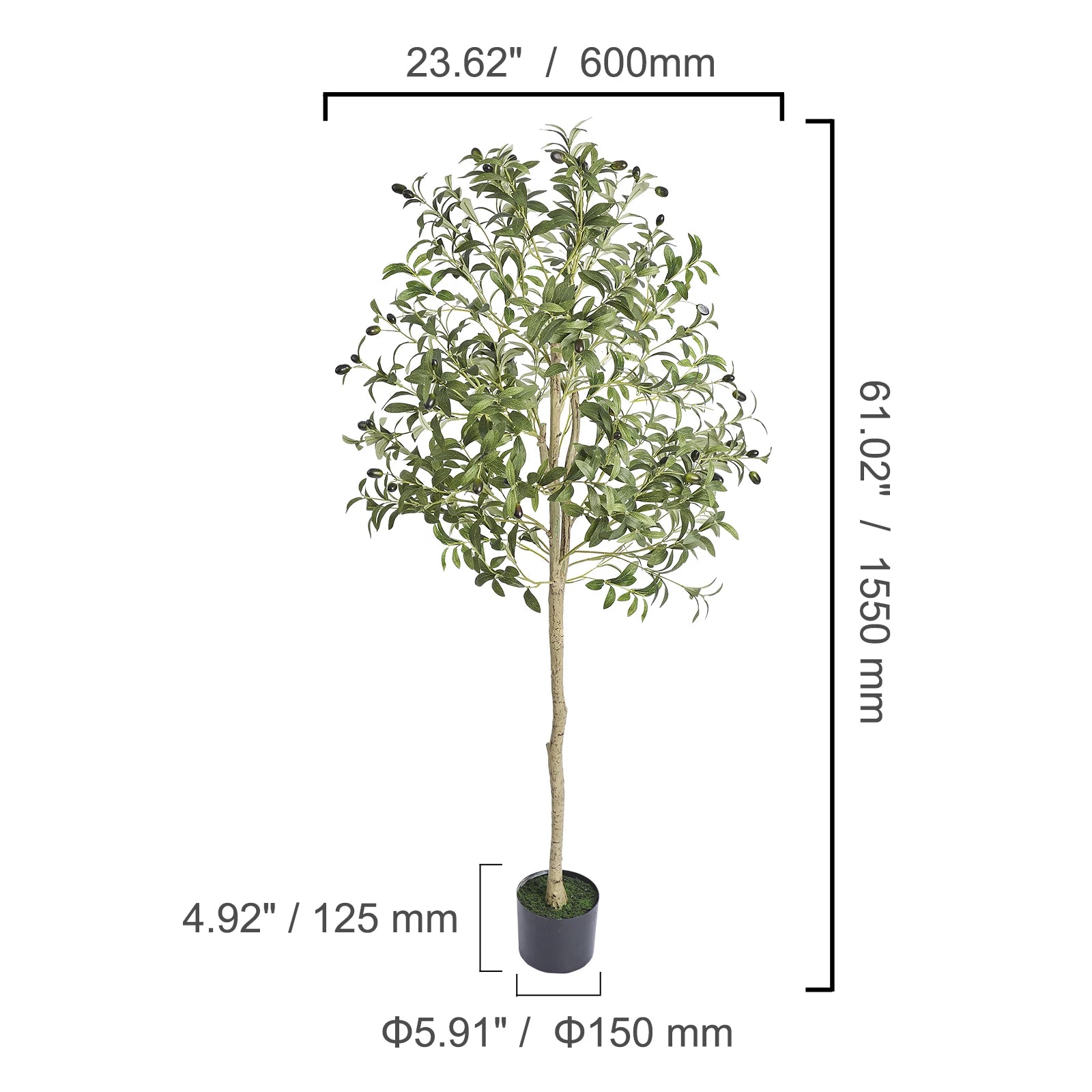 Olivier Artificiel 120-180cm — Plante Artificielle Réaliste Anti-Chute