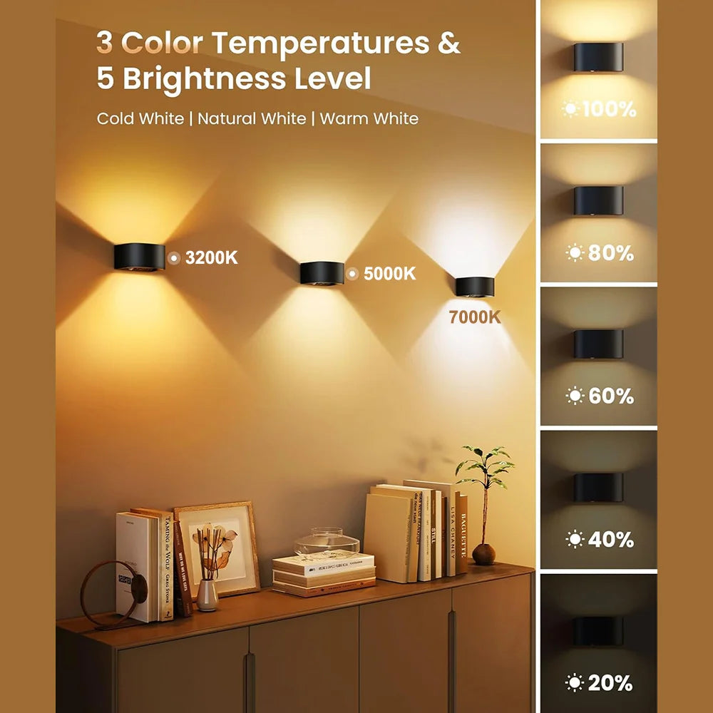 Applique Murale LED Sans Fil Capteur Mouvement — 3 Couleurs 4000mAh (Lot de 2)