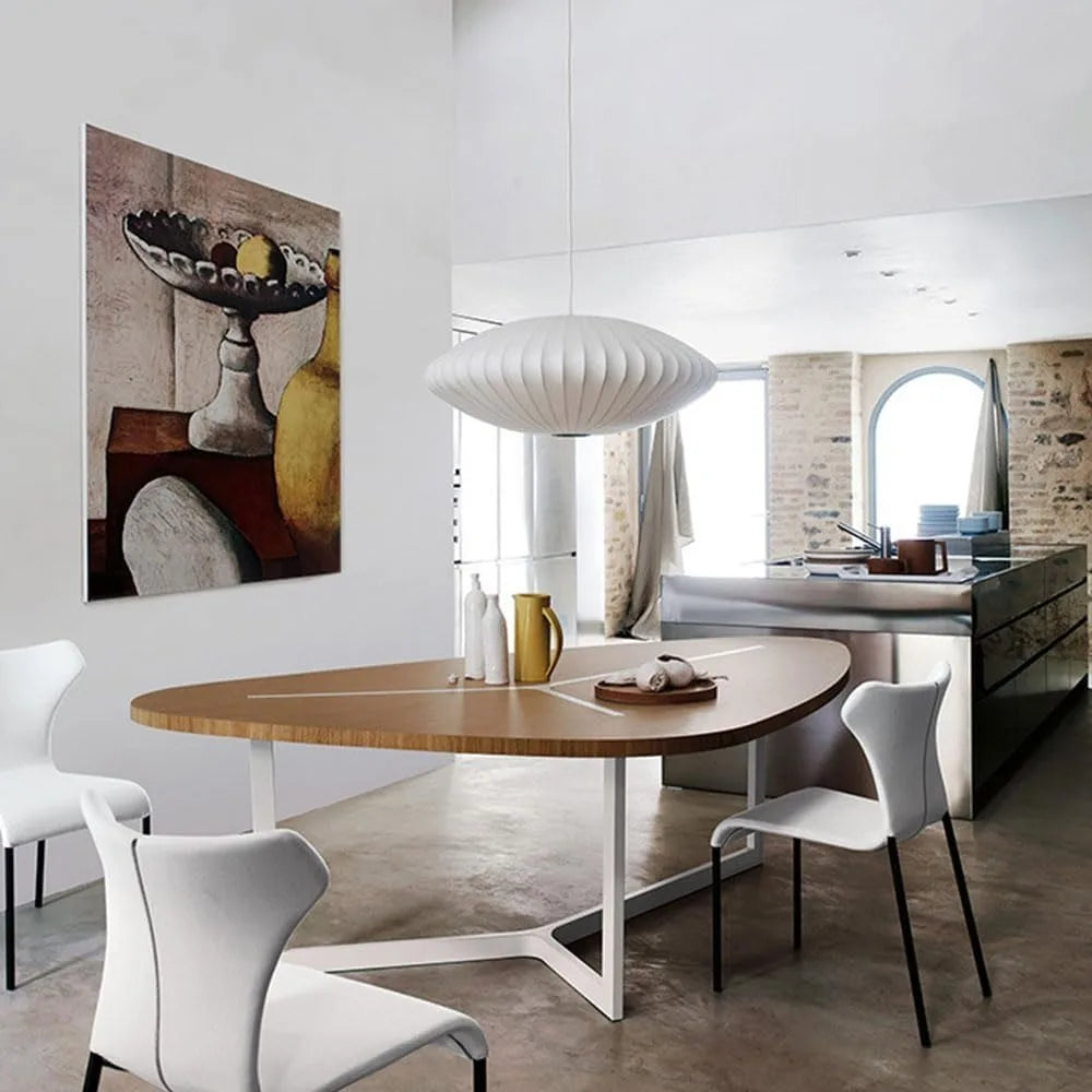 Suspension Cocon Soie Blanche Ronde — Restaurant & Maison