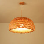 Suspension Bambou Tressée À La Main — Lustre Zen Style Japonais 18-30cm