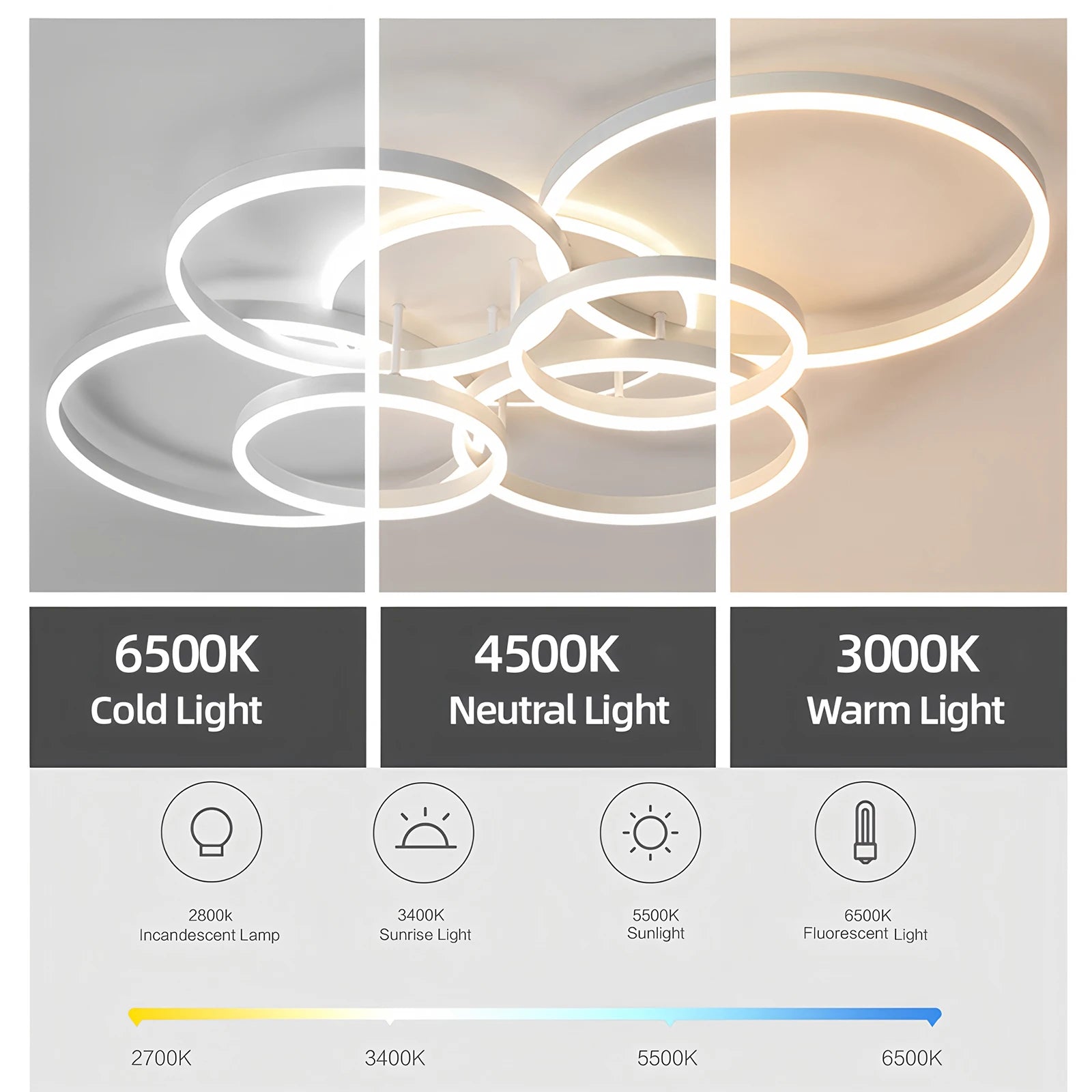 Plafonnier LED Anneau Acrylique Dimmable — Télécommande & Application Chambre Salon