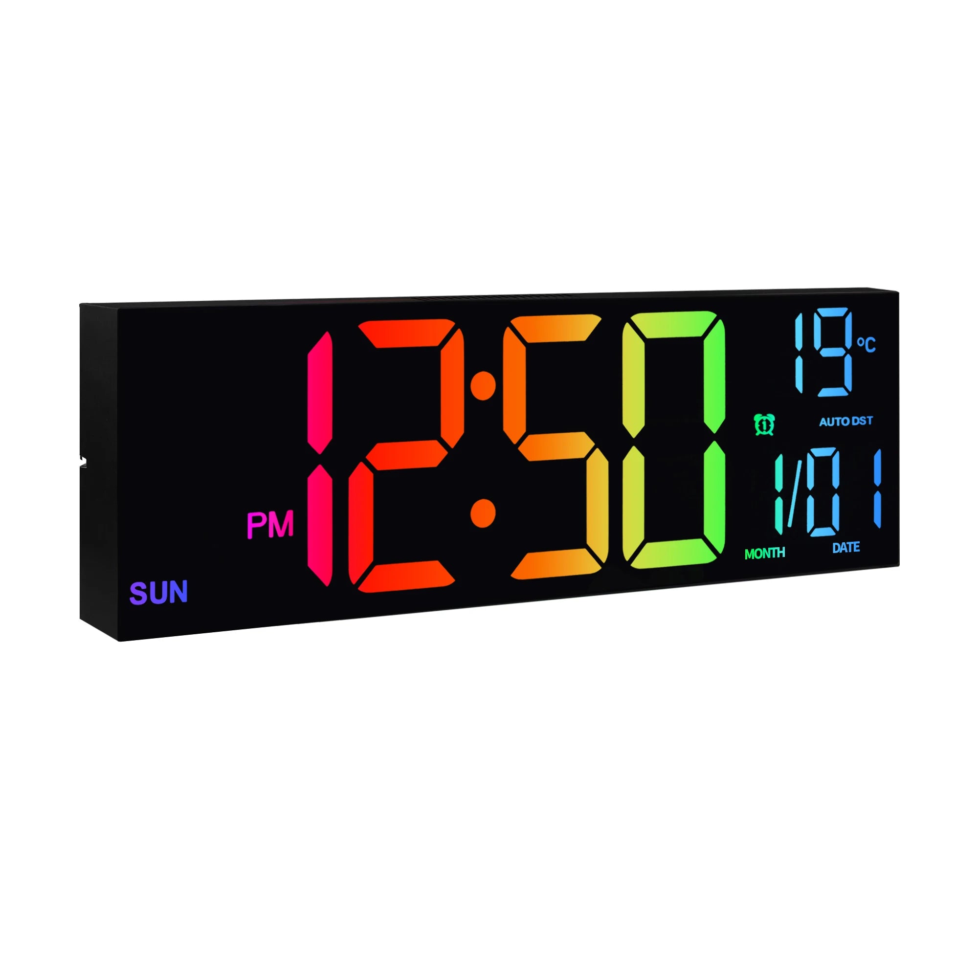 Horloge Murale Numérique LED 40cm — Affichage RGB 9 Couleurs Télécommande