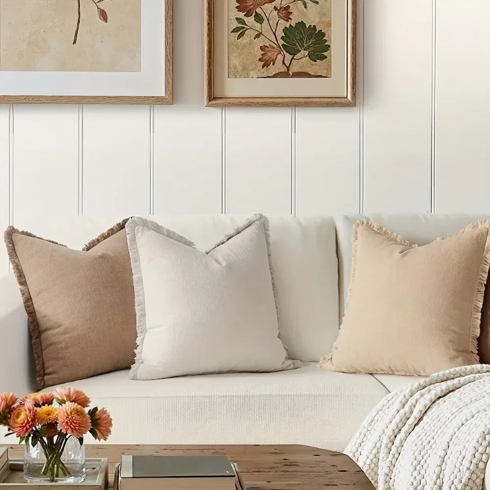 Housses de Coussin Chenille Nordique 45x45cm — Set de 3 pour Salon & Chambre