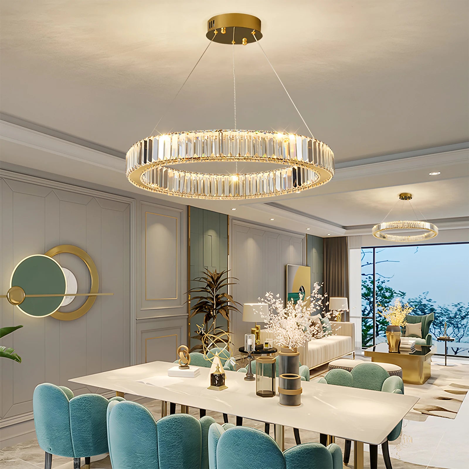 Plafonnier Cristal Nordique Luxe — Télécommande 3 Couleurs