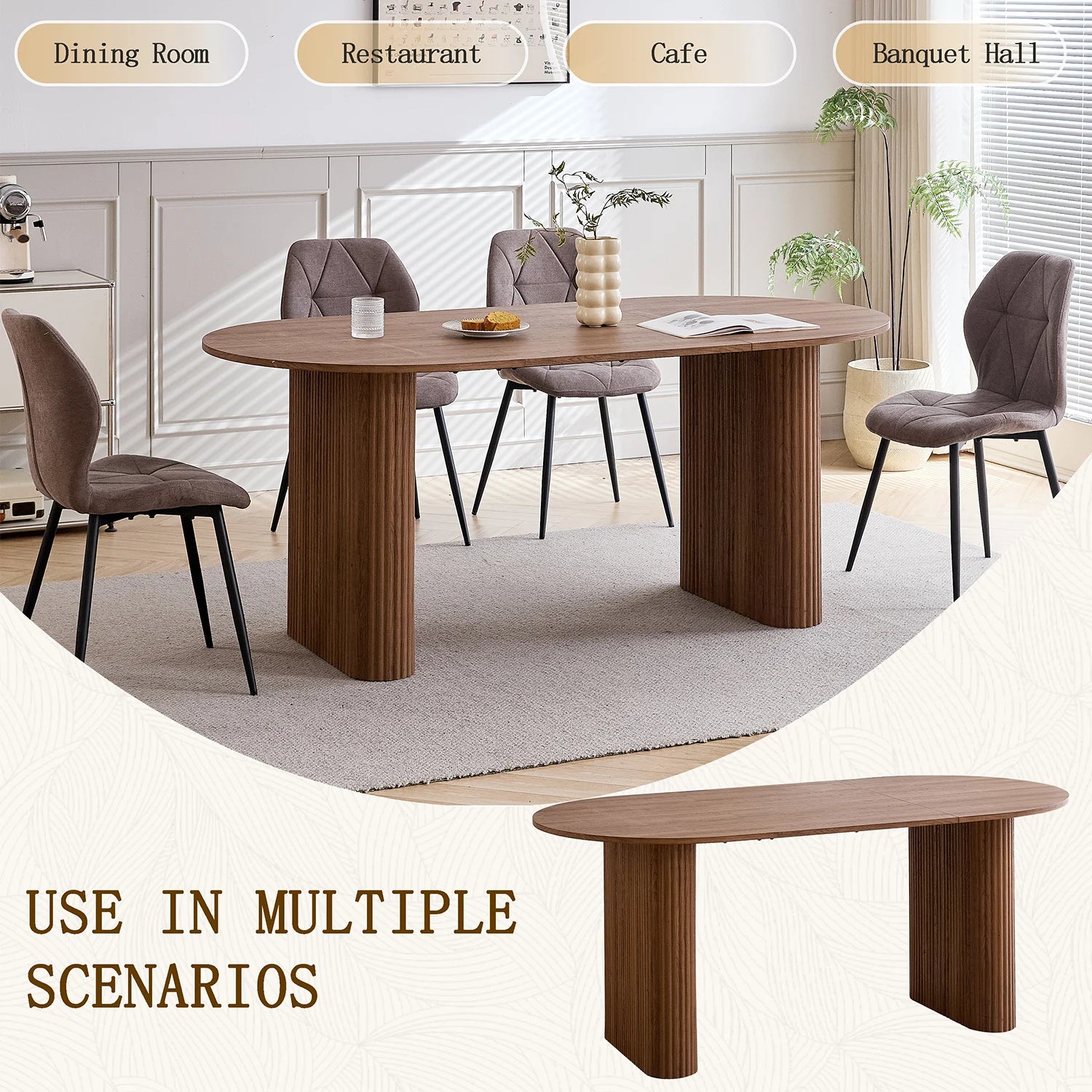 Table À Manger Ovale Bois 180cm — Table Massive Familiale Salon & Salle à Manger