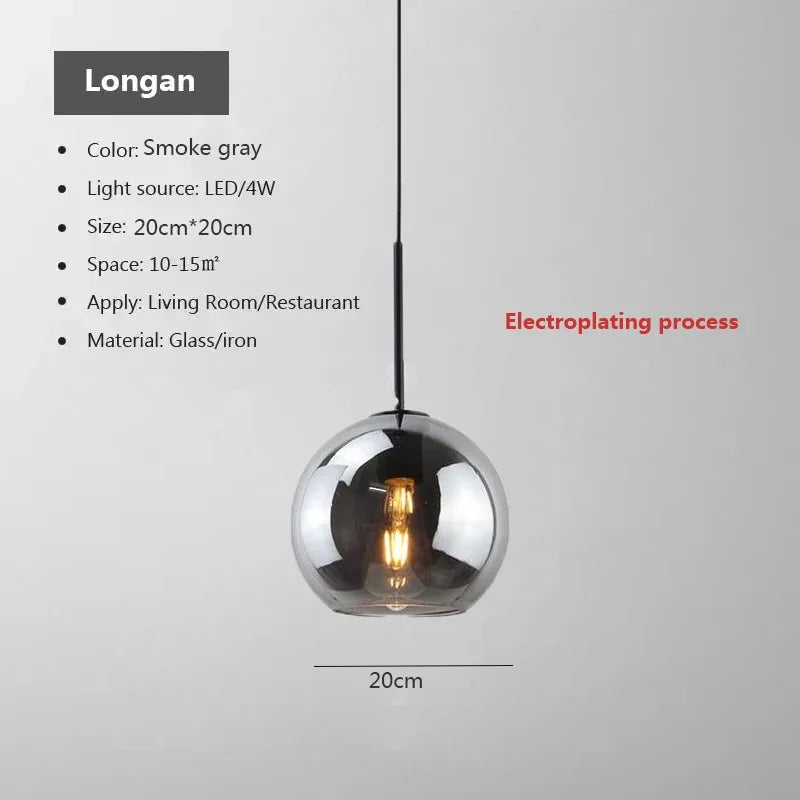 Suspension Verre Nordique LED — Luminaire Design Salle à Manger, Chambre & Café