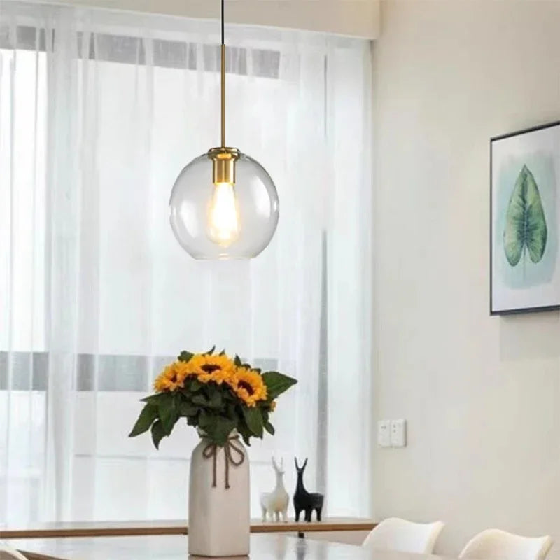 Suspension Verre Nordique LED — Luminaire Design Salle à Manger, Chambre & Café