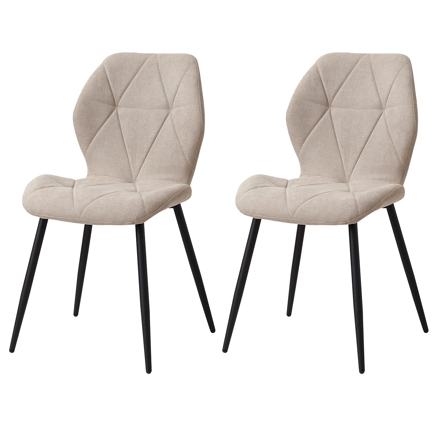 Chaises Salle à Manger Lin Rembourrées Pieds Métal — Set de 2, 4 ou 6