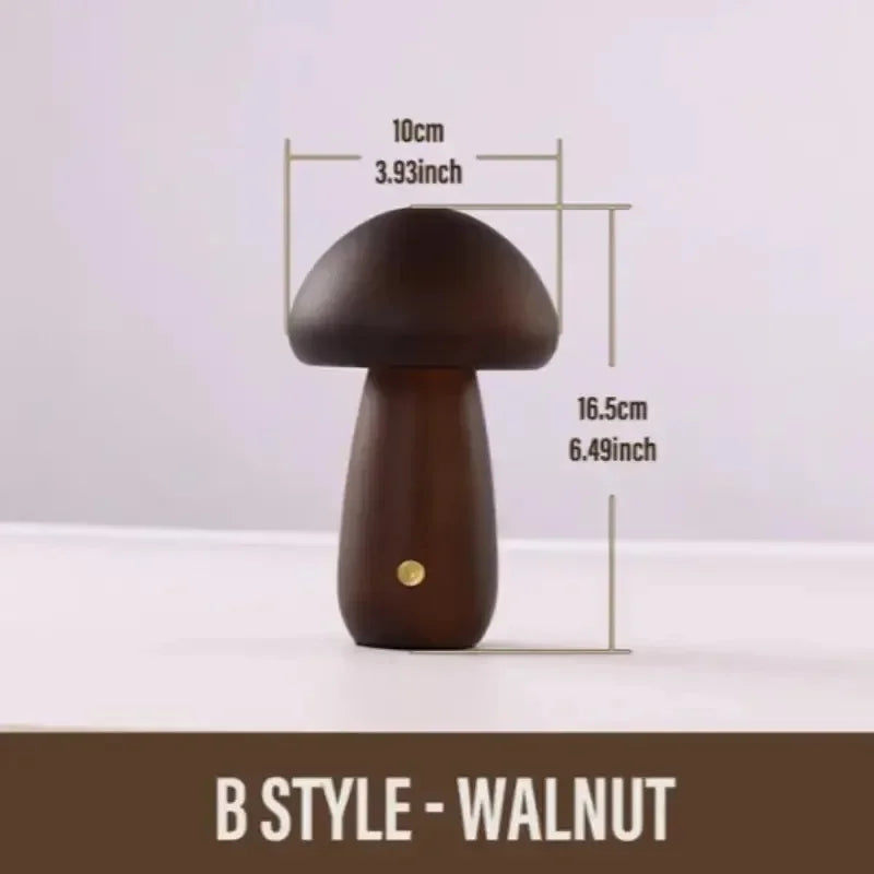 Lampe Champignon Rechargeable Tactile — Veilleuse LED Dimmable Bois