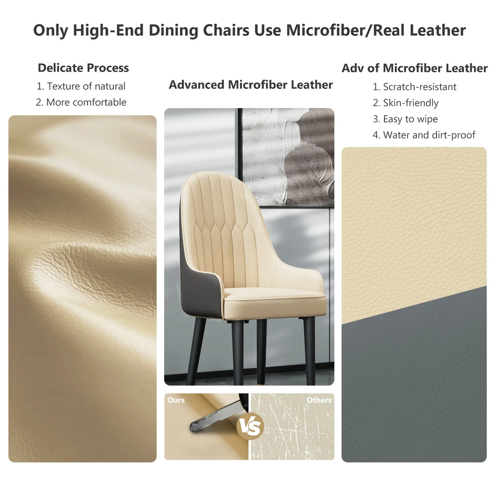 Chaises Salle à Manger Simili Cuir Pieds Bois — Set de 2 Style Mid-Century