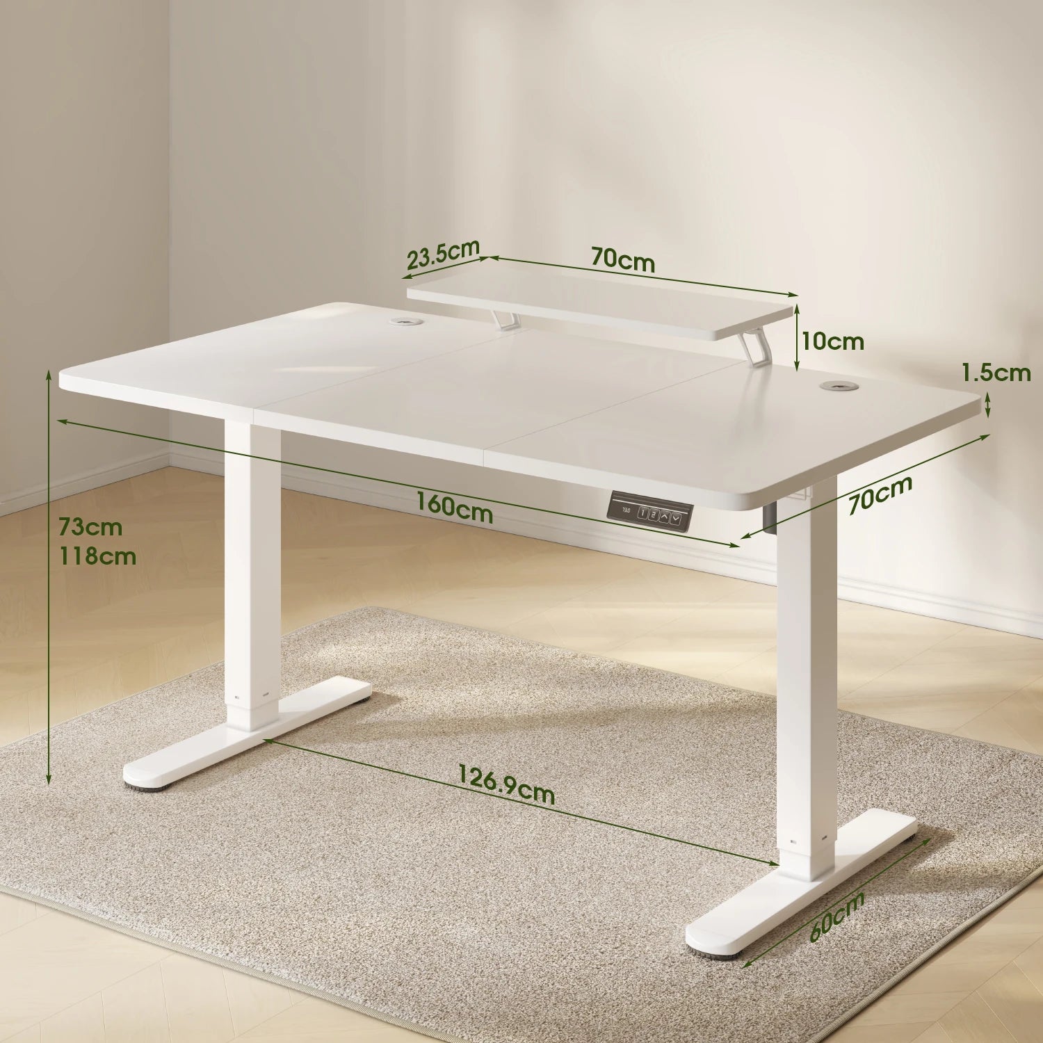 Bureau Électrique Réglable en Hauteur Devoko 160x70cm — Assis-Debout Ergonomique