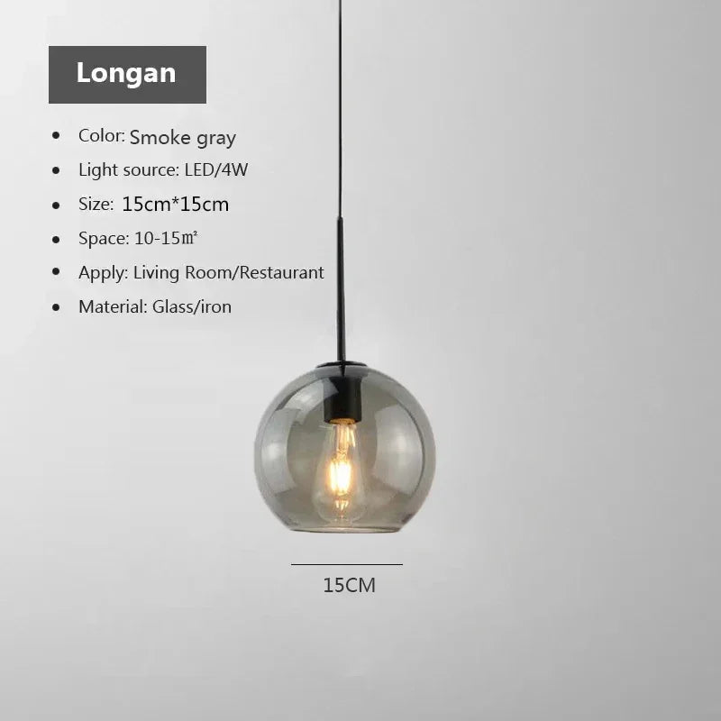 Suspension Verre Nordique LED — Luminaire Design Salle à Manger, Chambre & Café