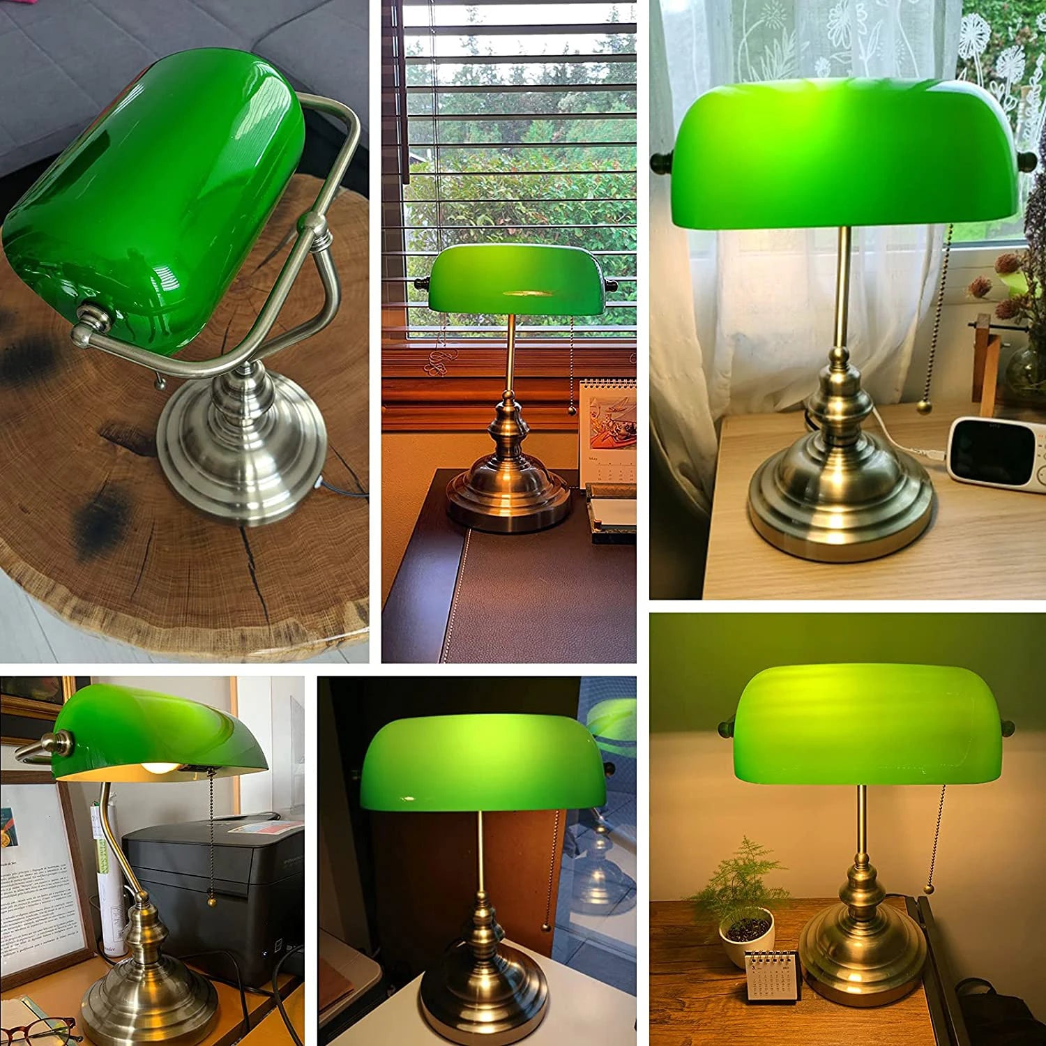 Lampe de bureau style banker abat-jour vert, vue principale