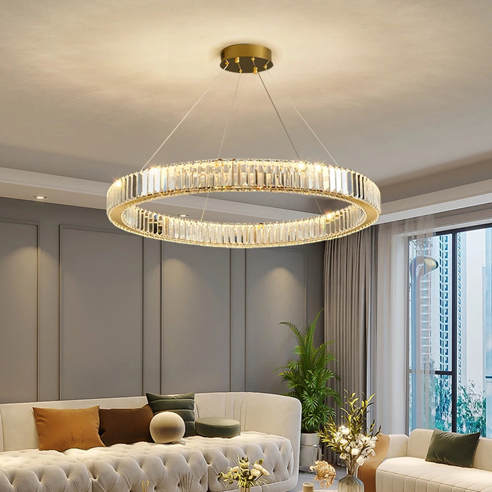 Plafonnier Cristal Nordique Luxe — Télécommande 3 Couleurs