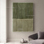 Tableau Abstrait Beige & Vert — Peinture Huile Texturée Originale
