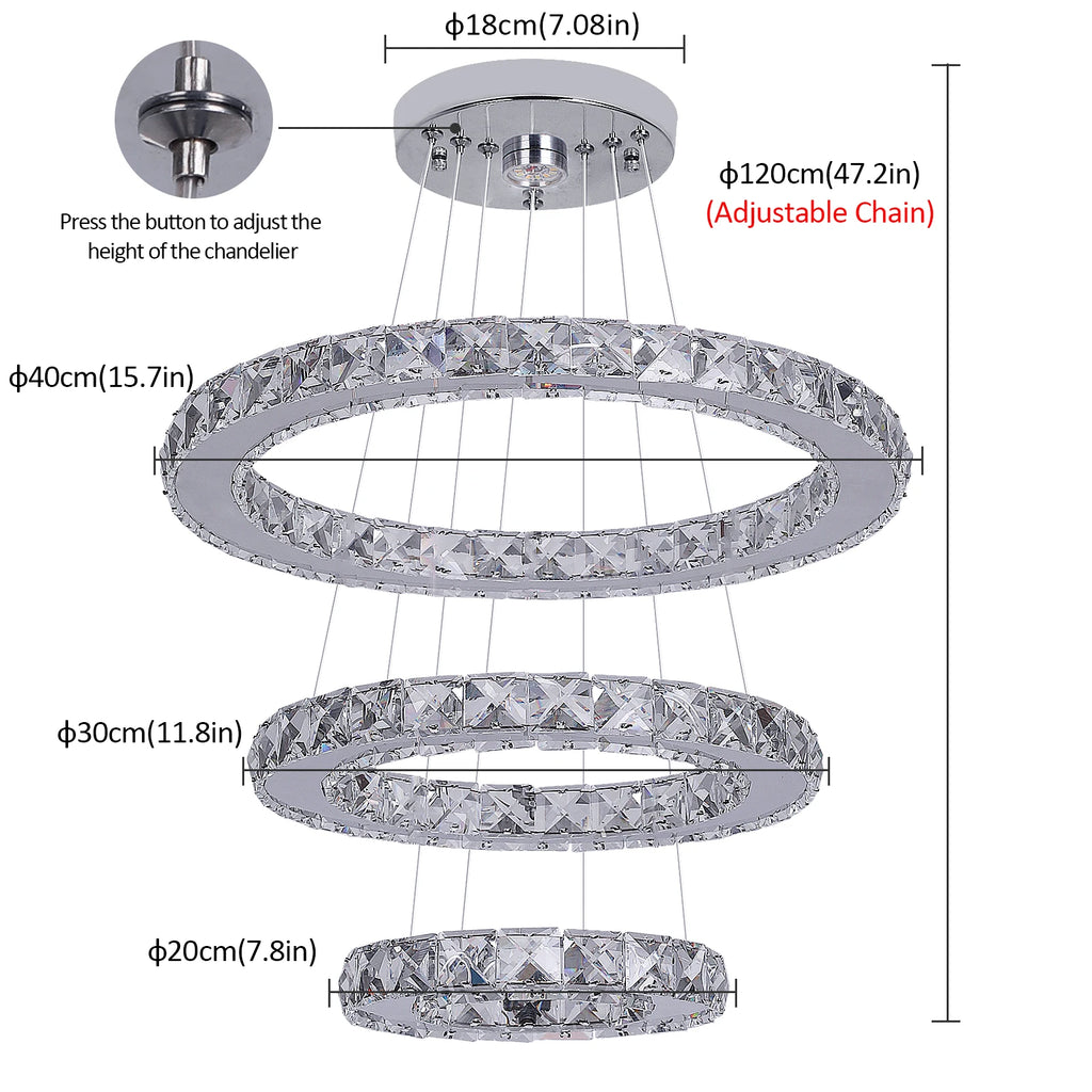Lustre Cristal LED Luxe — Suspension Plafond Style Français Salon & Salle à Manger