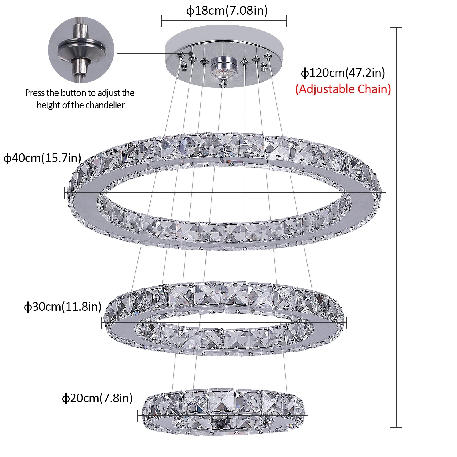 Lustre Cristal LED Luxe — Suspension Plafond Style Français Salon & Salle à Manger