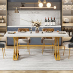 Table À Manger Rectangulaire Marbre Blanc 160cm — Élégance 4-6 Personnes