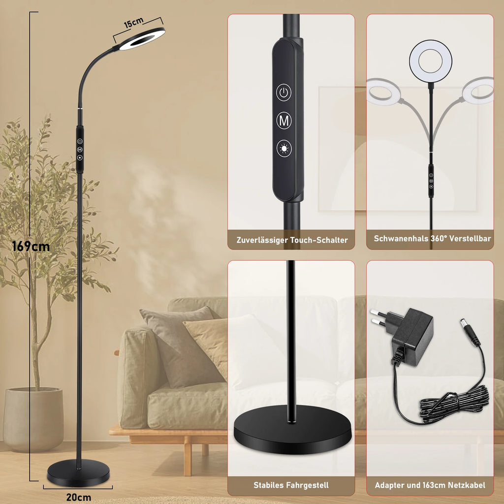 Lampe de Sol Dimmable 360° — Lumière Chaude à Froide