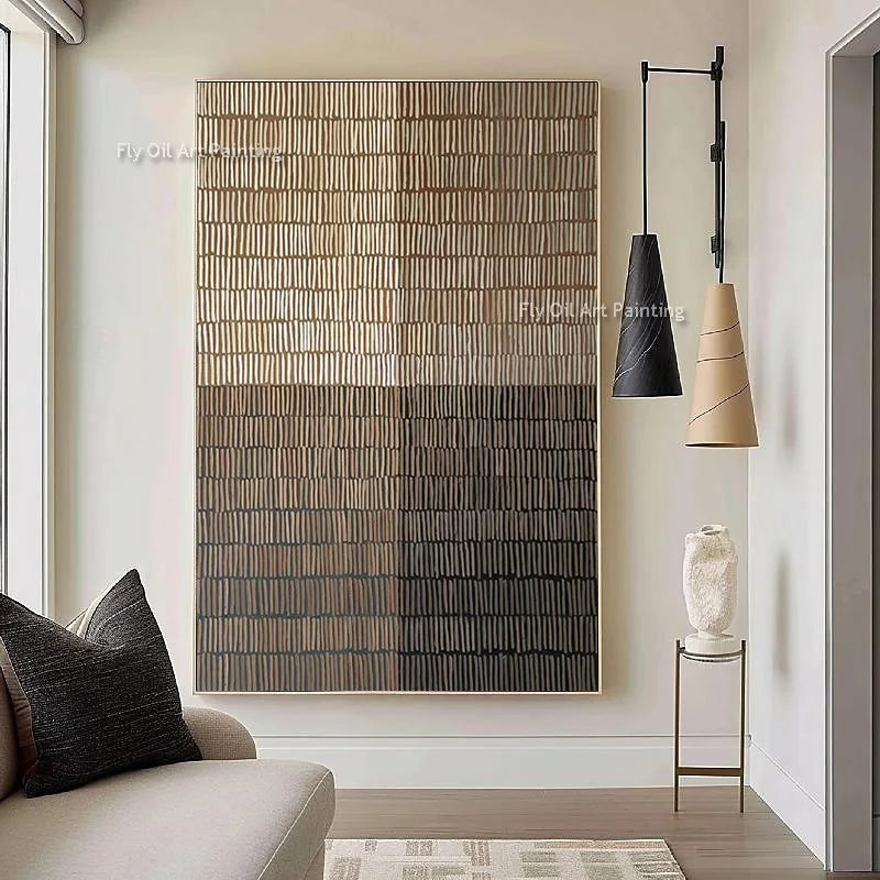 Tableau Abstrait Beige & Vert — Peinture Huile Texturée Originale