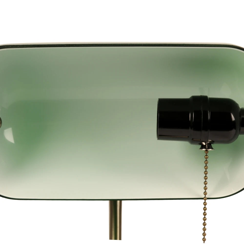 Lampe de Bureau Style Banker Classique — Abat-jour Verre Vert Rétro