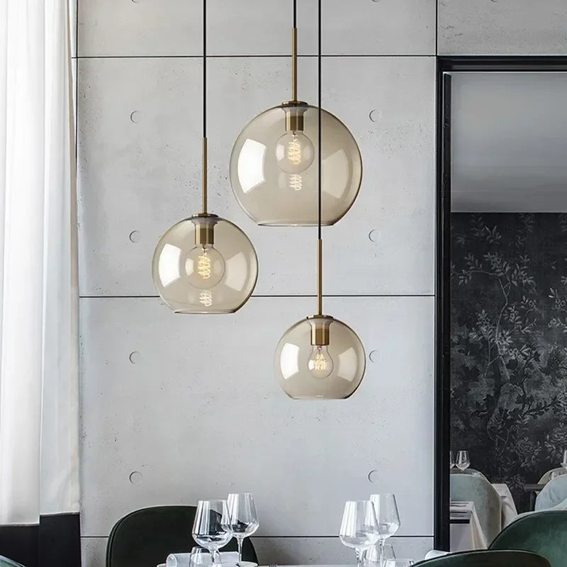 Suspension Verre Nordique LED — Luminaire Design Salle à Manger, Chambre & Café