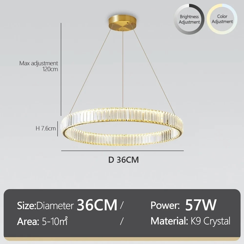 Plafonnier Cristal Nordique Luxe — Télécommande 3 Couleurs
