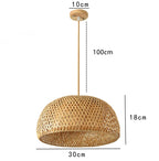 Suspension Bambou Tressée À La Main — Lustre Zen Style Japonais 18-30cm
