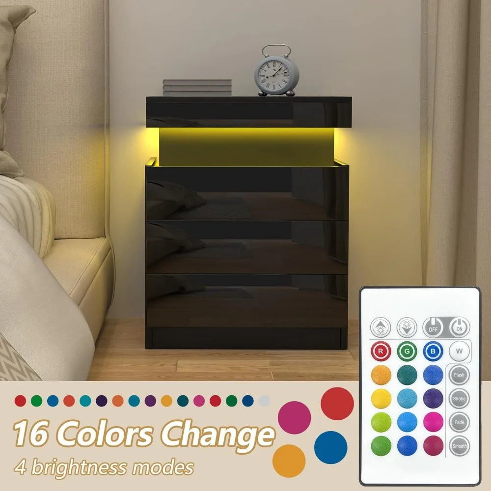 Table de Chevet Station de Charge — 3 Tiroirs Rangement Chambre