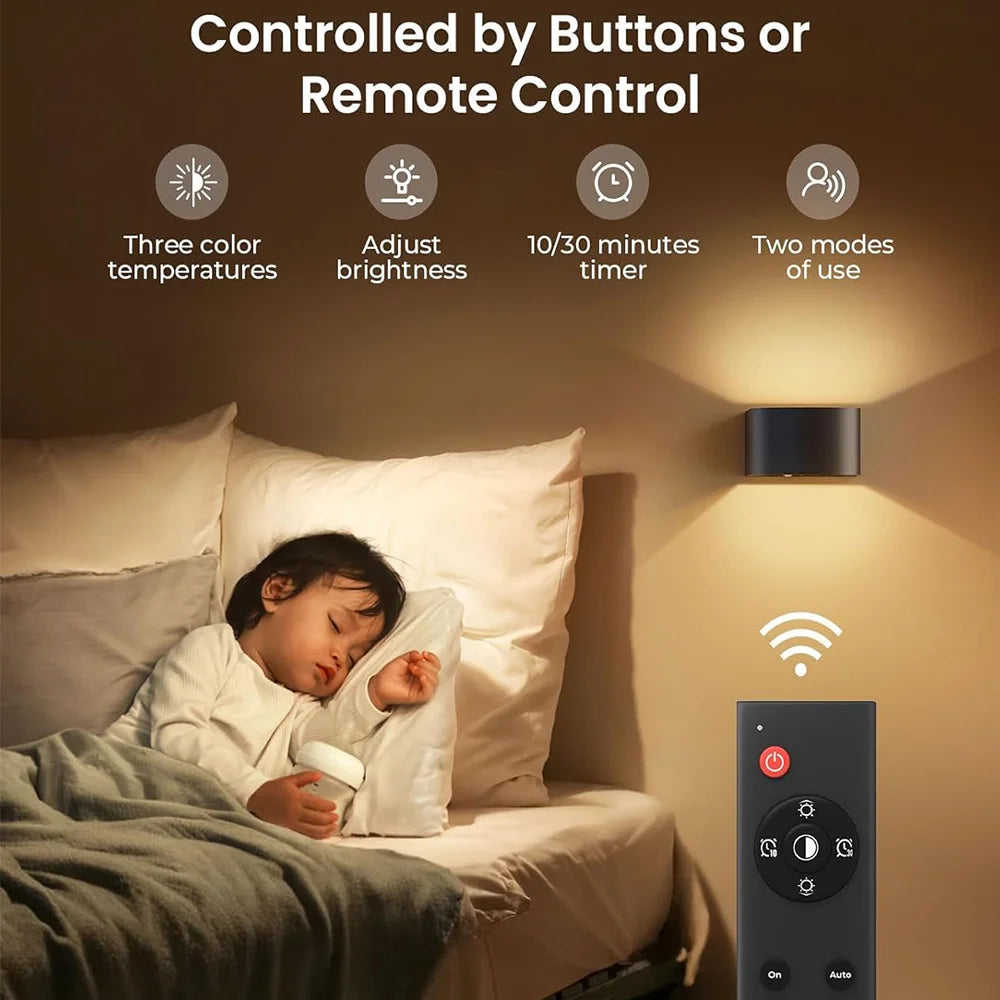 Applique Murale LED Sans Fil Capteur Mouvement — 3 Couleurs 4000mAh (Lot de 2)
