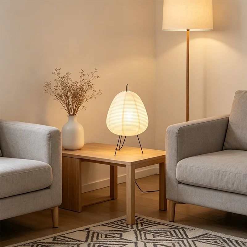 Lampe de Table Wabi-Sabi LED — Abat-jour Papier de Riz Style Japonais