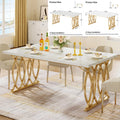 Table À Manger Rectangulaire Marbre Blanc 160cm — Élégance 4-6 Personnes