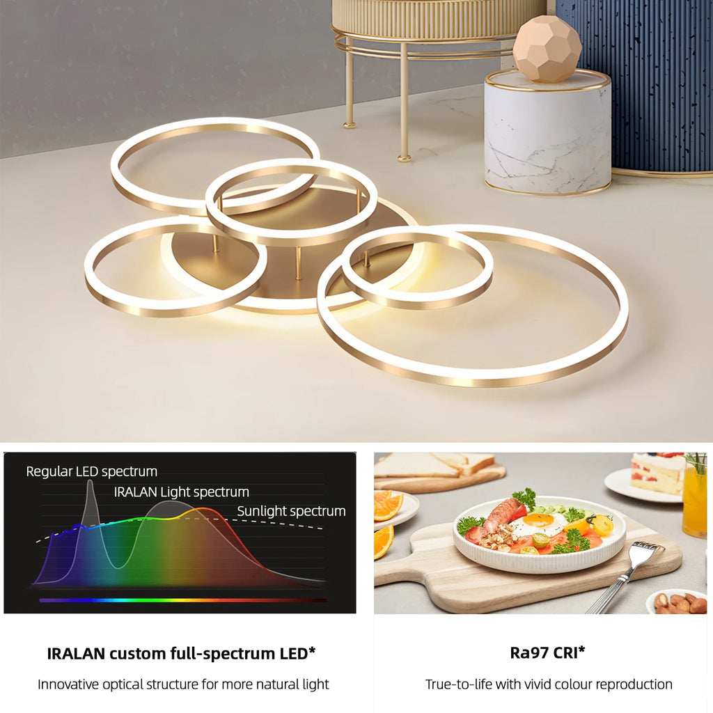 Plafonnier LED Anneau Acrylique Dimmable — Télécommande & Application Chambre Salon