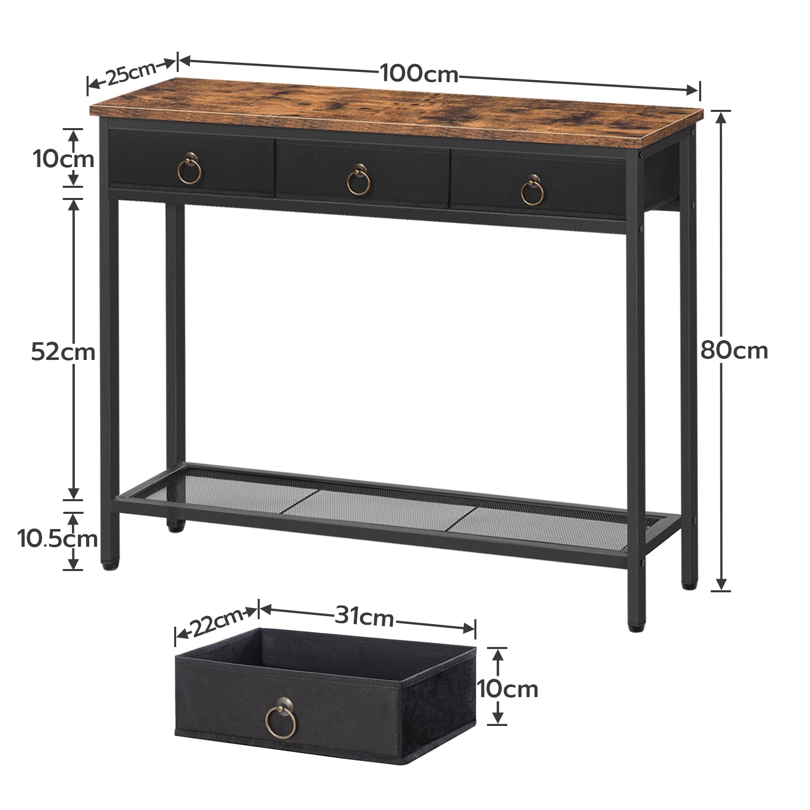 Console d'Entrée Étroite — 2 Tiroirs Rangement Hall & Salon