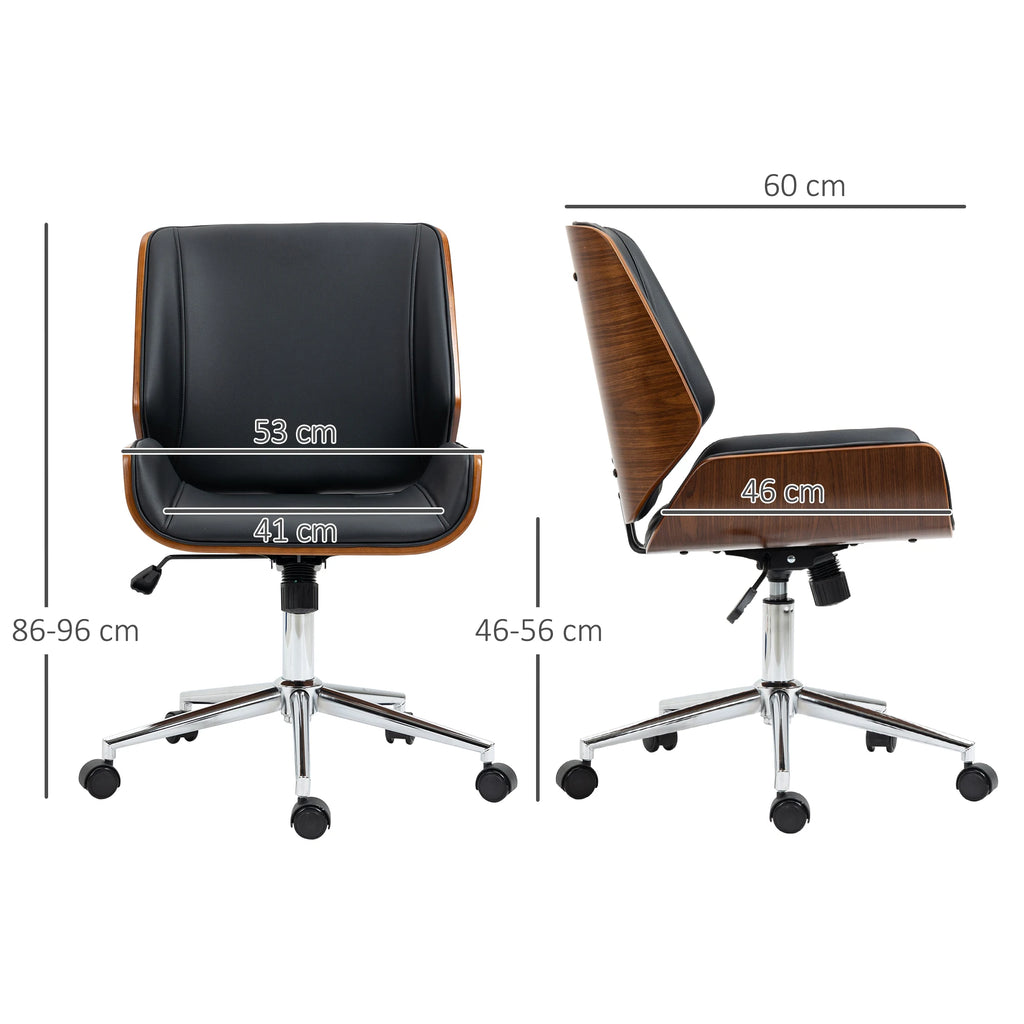 Chaise de bureau pivotante noire installée dans un espace télétravail