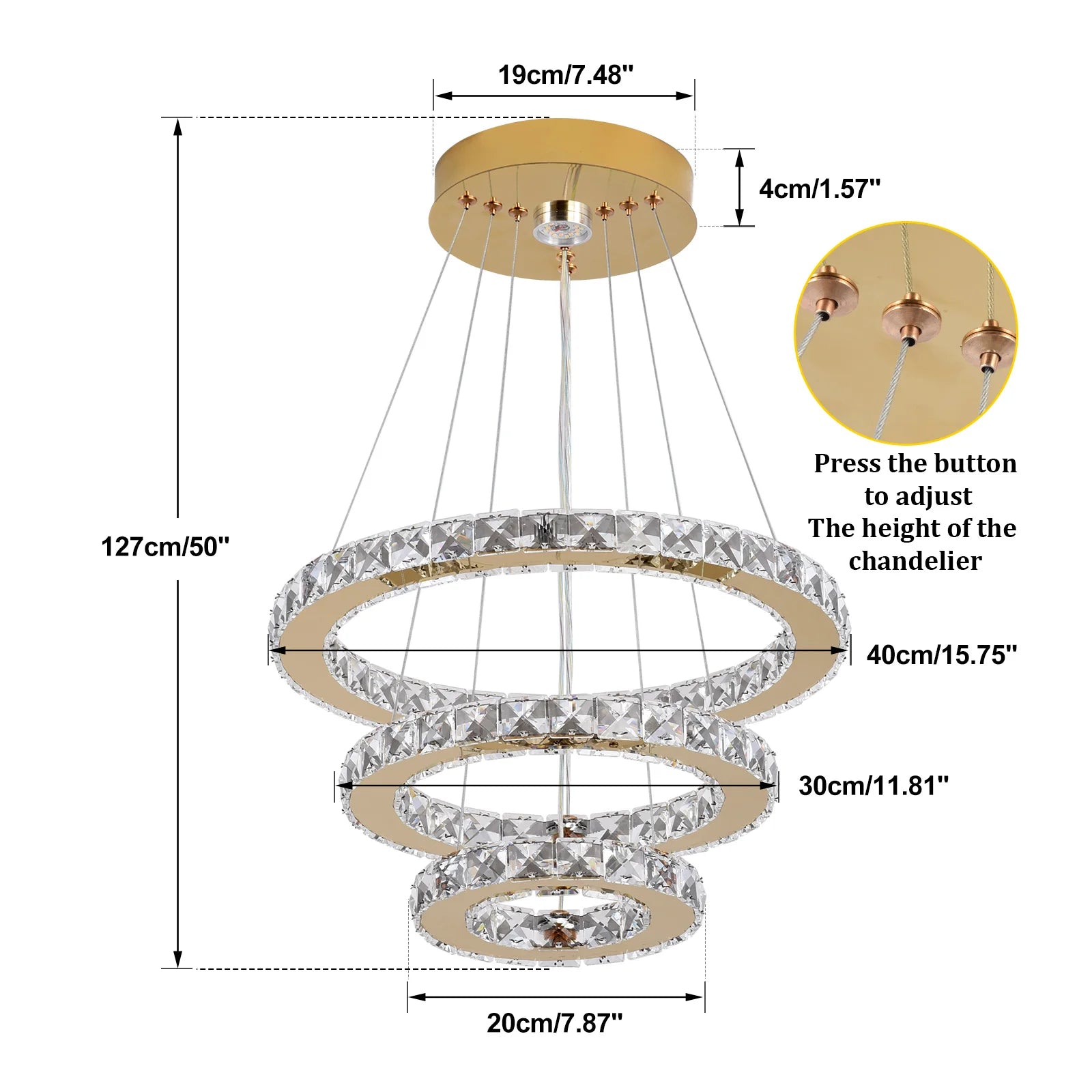 Lustre Cristal LED Luxe — Suspension Plafond Style Français Salon & Salle à Manger