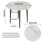 Table ronde marbre installée dans une salle à manger