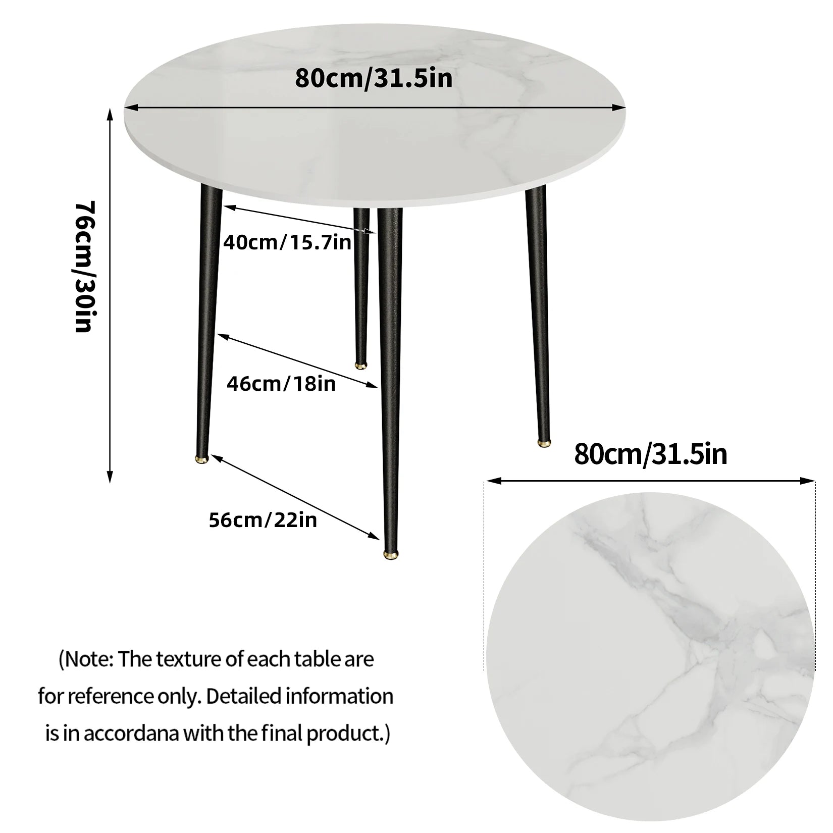 Table ronde marbre installée dans une salle à manger