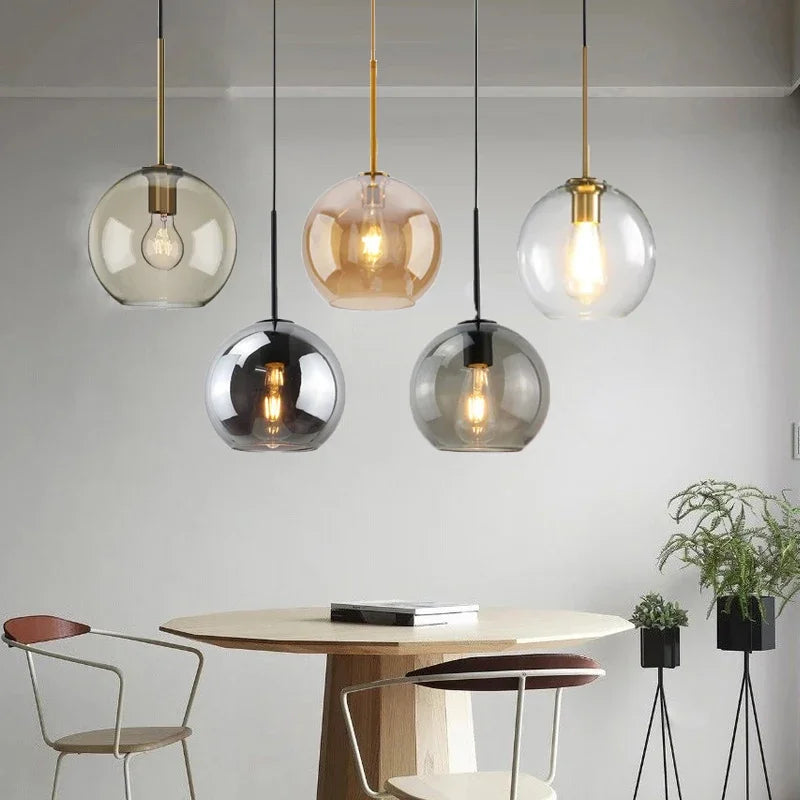 Suspension Verre Nordique LED — Luminaire Design Salle à Manger, Chambre & Café