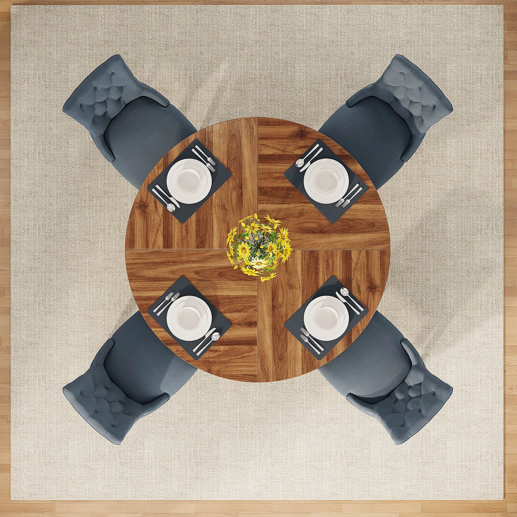 Table Ronde Style Ferme 120cm — Table Conviviale du Quotidien 4 Personnes