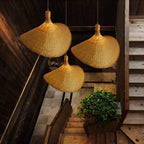 Suspension Bambou Tressée À La Main — Lustre Zen Style Japonais 18-30cm