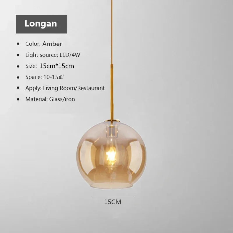 Suspension Verre Nordique LED — Luminaire Design Salle à Manger, Chambre & Café