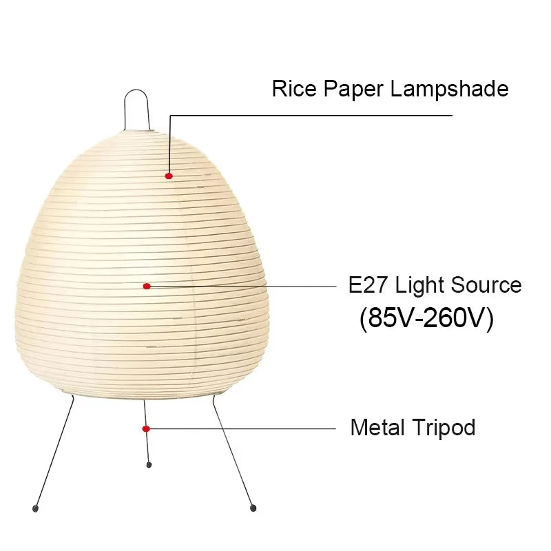 Lampe de Table Wabi-Sabi LED — Abat-jour Papier de Riz Style Japonais