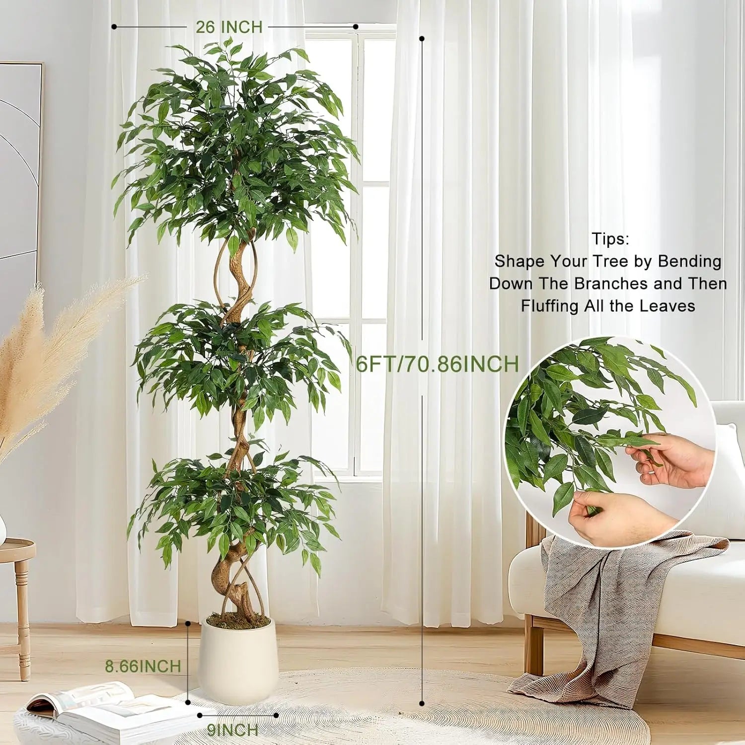 Ficus Artificiel Troncs Courbés — Plante Décorative Intérieur