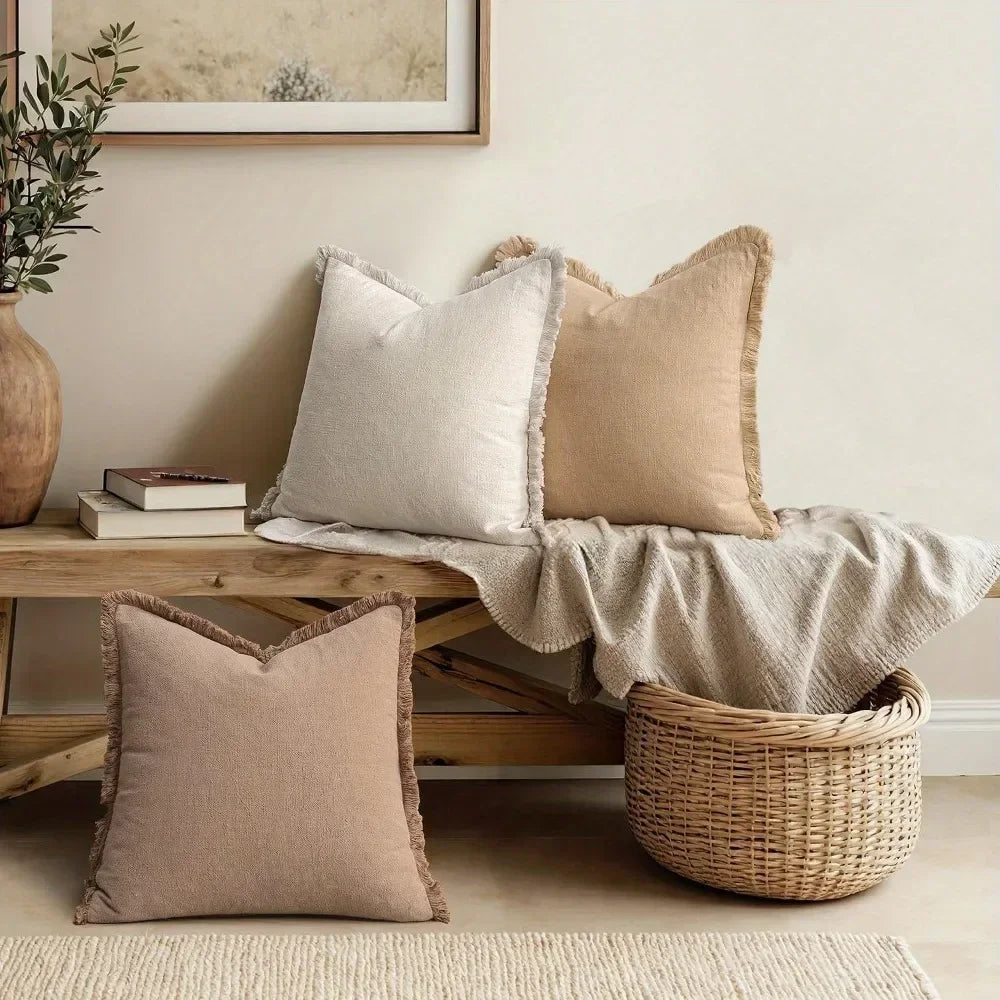 Housses de Coussin Chenille Nordique 45x45cm — Set de 3 pour Salon & Chambre